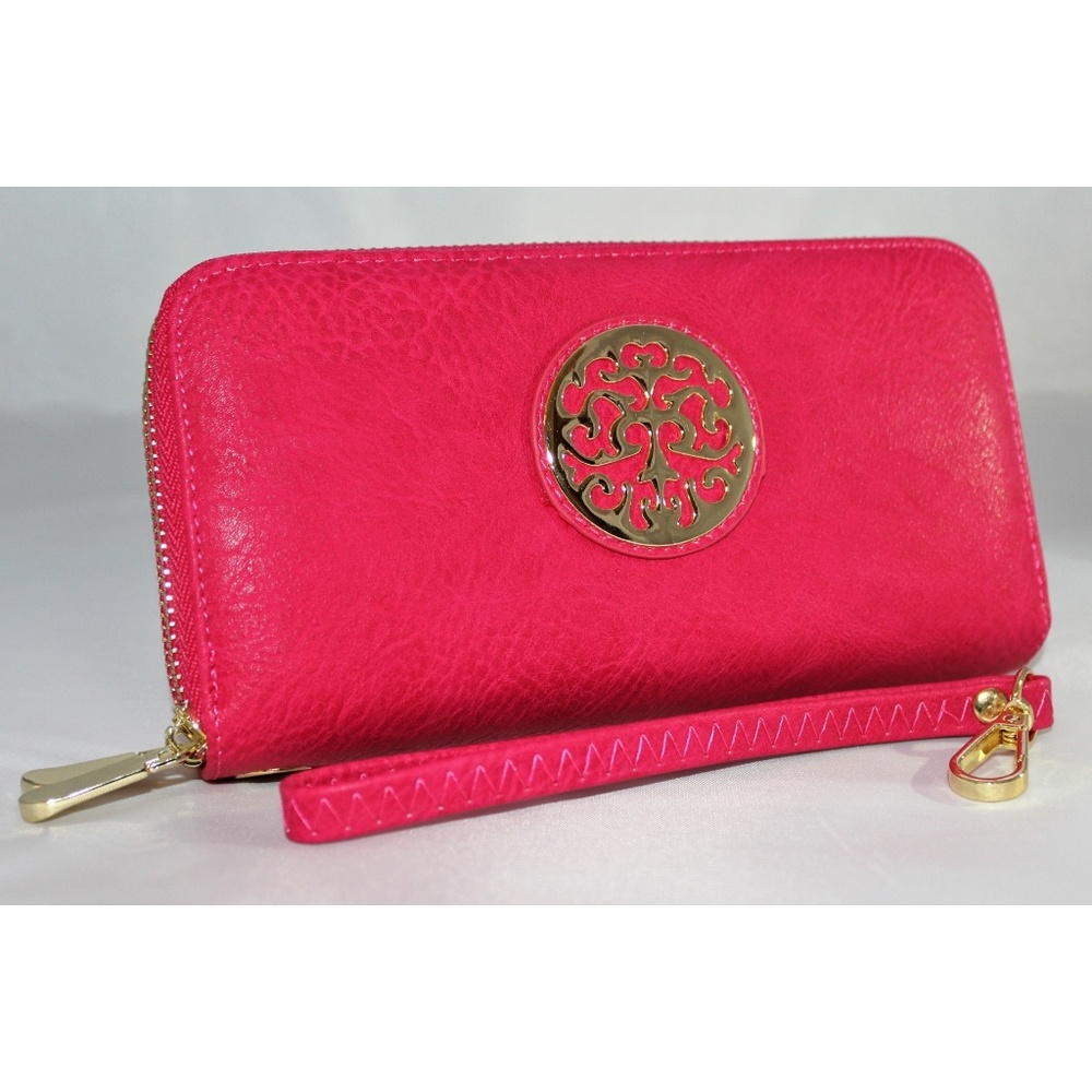 Fuchsia Double Accordion Medallion Wallet